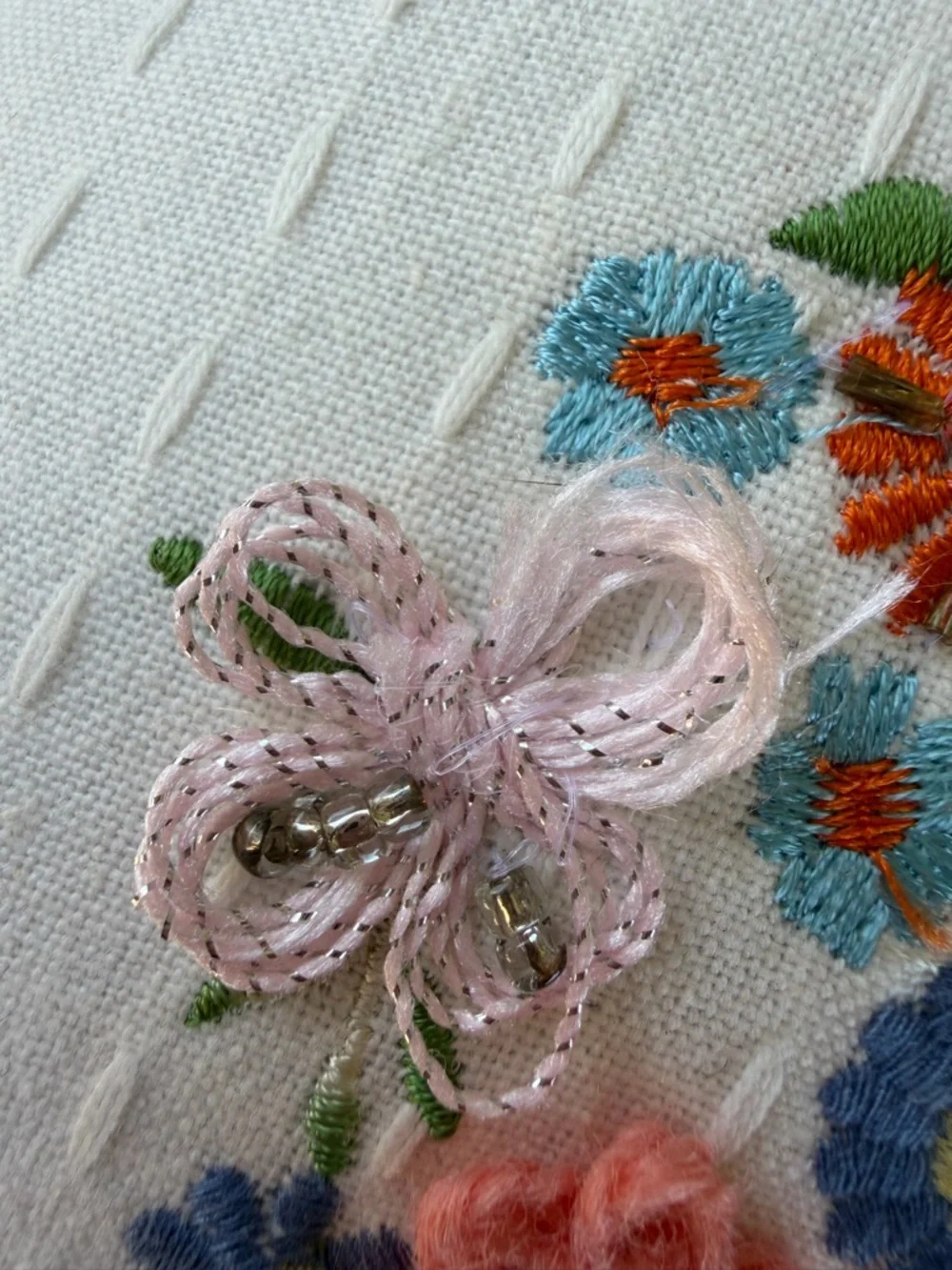 Sonoma Beaded Butterfly Embroidered Accent Pillow Set Colorful Fringe 14x20 GUC